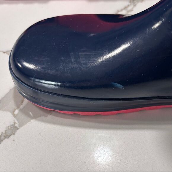 Wonder Nation | Girls Leather Rubber Waterproof Rain Boots Navy Blue RainBoots - Picture 6 of 11